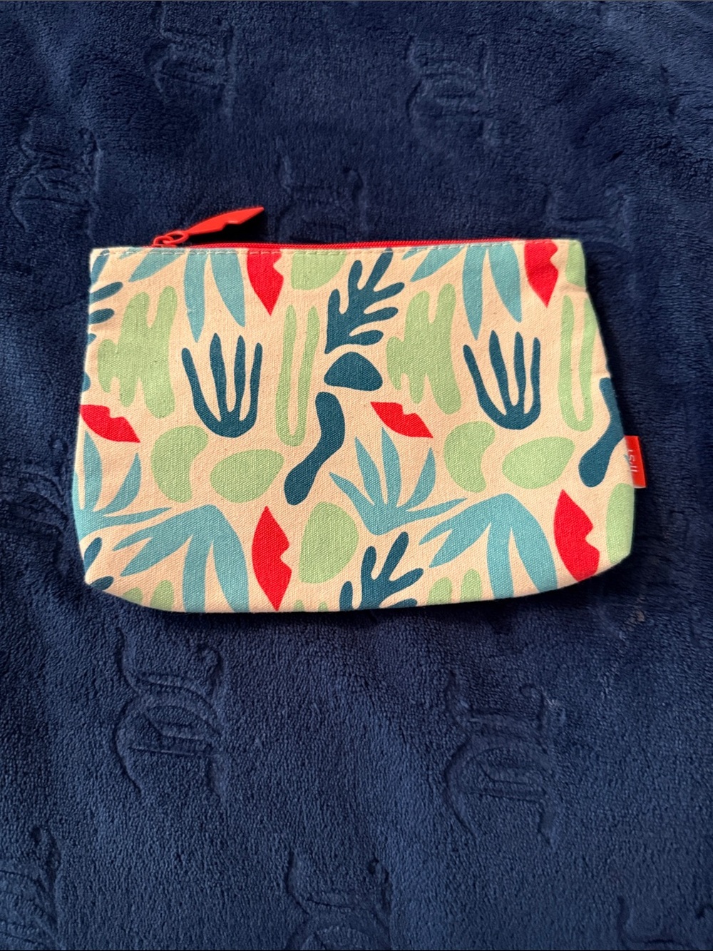 ipsy Multicolor Abstract Cosmetic Pouch - Red, Teal, Mint, Navy